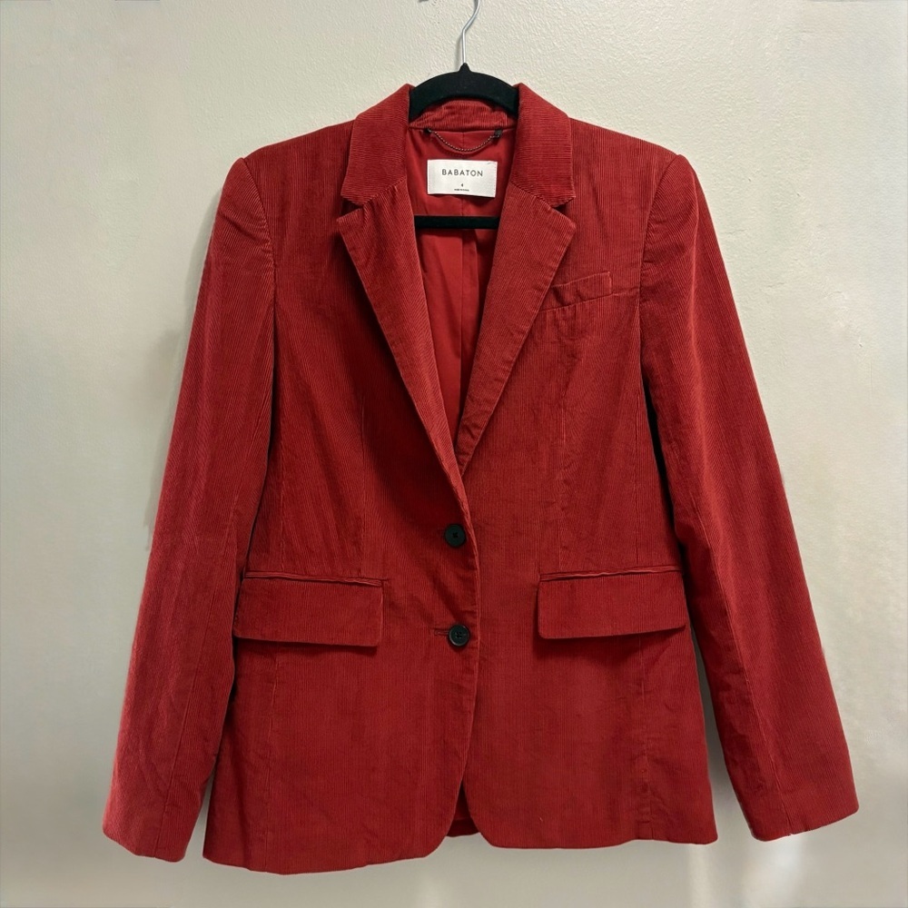 Babaton Rust Corduroy Blazer Women’s Size 4 Aritzia Jacket - Picture 3 of 14